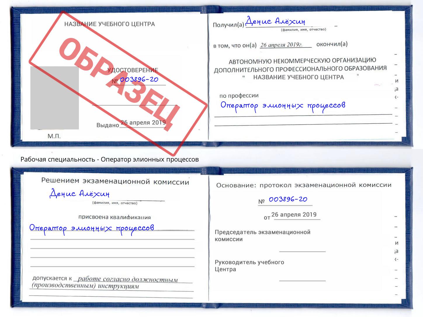 Оператор элионных процессов Соликамск