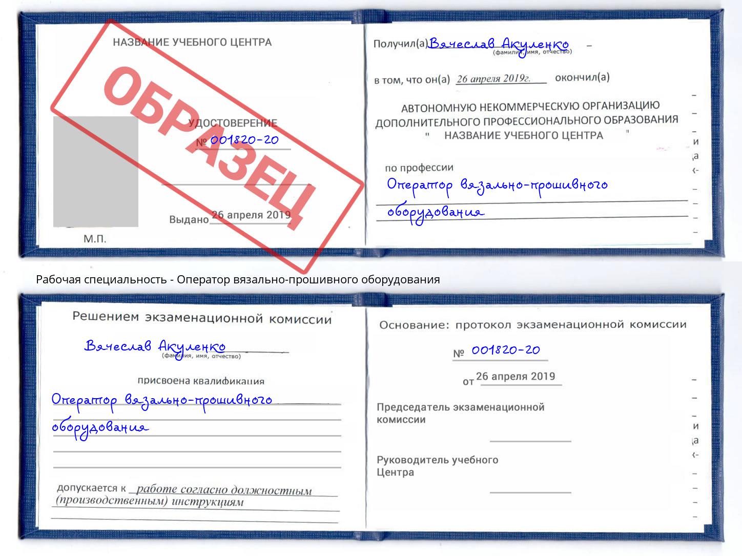 Оператор вязально-прошивного оборудования Соликамск