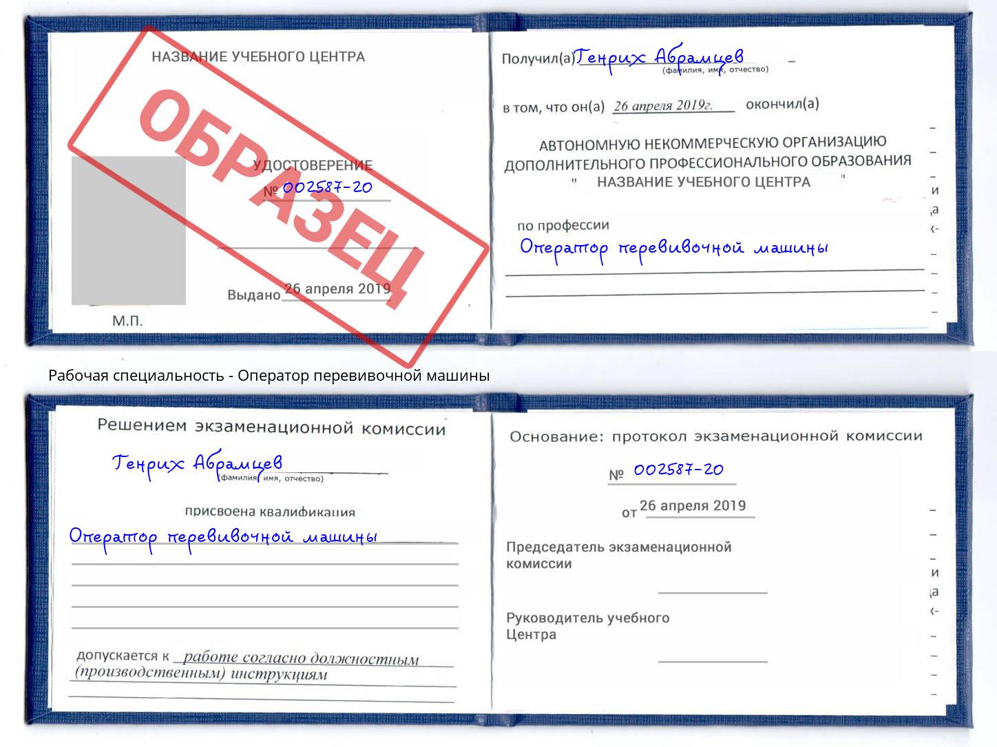 Оператор перевивочной машины Соликамск