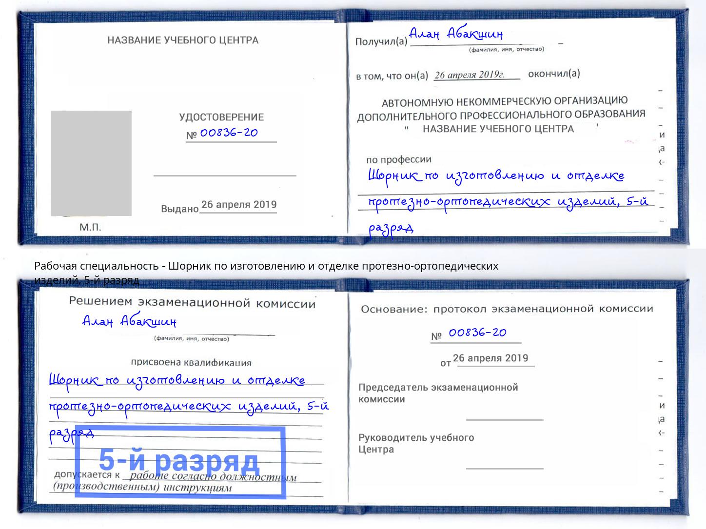 корочка 5-й разряд Шорник по изготовлению и отделке протезно-ортопедических изделий Соликамск