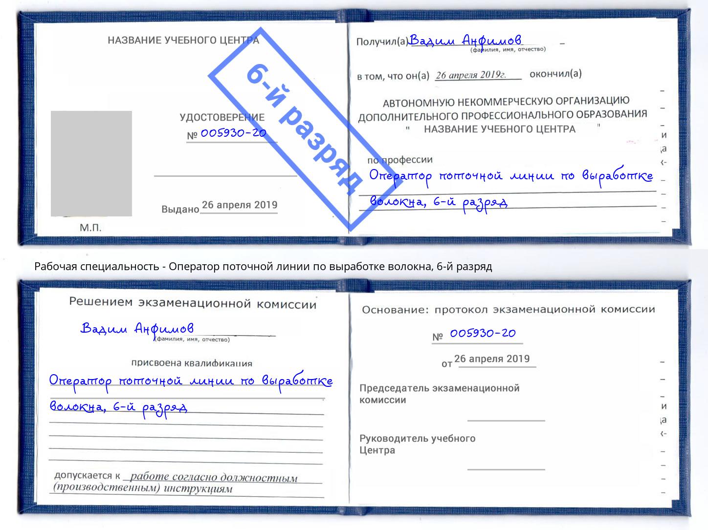 корочка 6-й разряд Оператор поточной линии по выработке волокна Соликамск