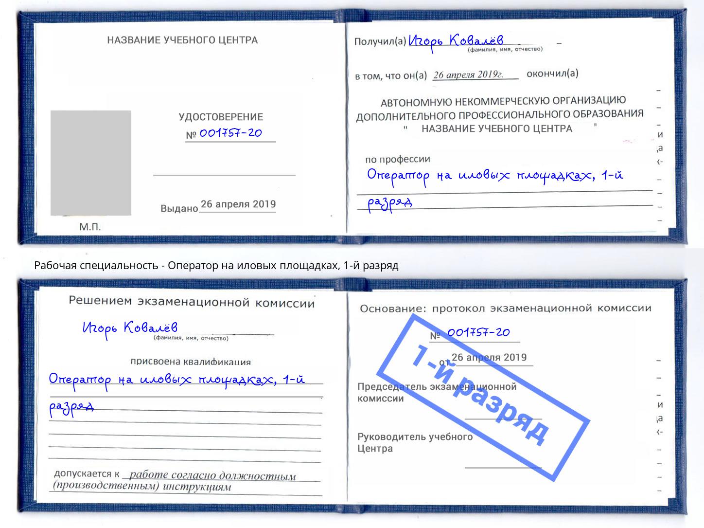 корочка 1-й разряд Оператор на иловых площадках Соликамск