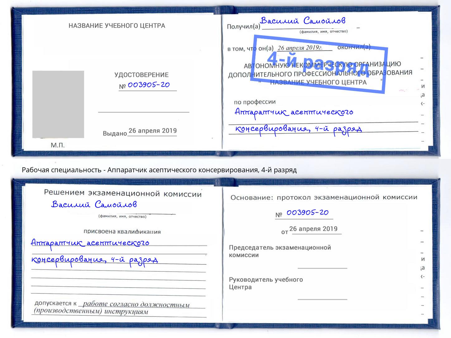 корочка 4-й разряд Аппаратчик асептического консервирования Соликамск