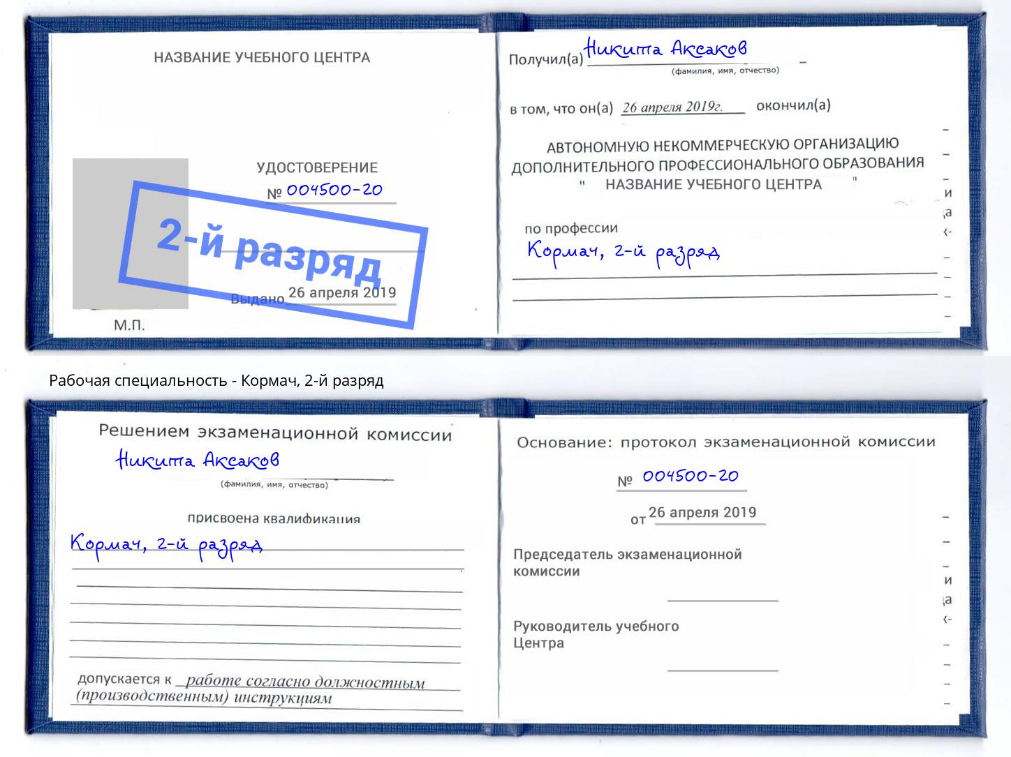 корочка 2-й разряд Кормач Соликамск